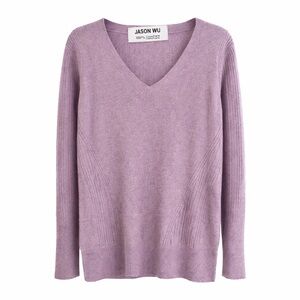Jason Wu 100% Cashmere V-Neck Sweater Purple/Lilac Size M NWT Luxury Knit